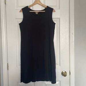 Cotton Ginny classic black cotton knit dress with built in support bra